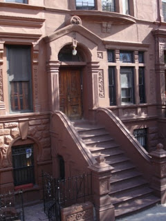 Front door of a New York apartment building.