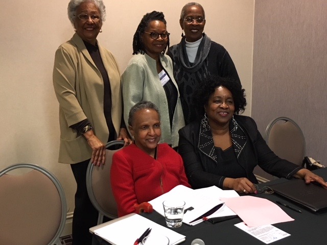 "Rear, L to R: Daryl Dance, Opal Moore, Trudier Harris.  Front: Sandra Govan, Joanne Gabbin"