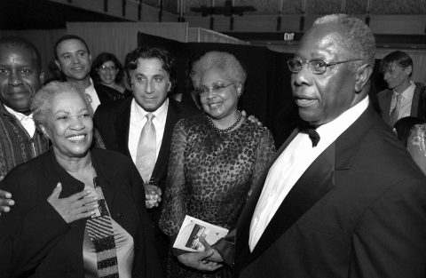 "Morrison with Richard Danielpour, Hank and Billye and Billye Aaron, New York premiere of opera “Margaret Garner,” 2005"