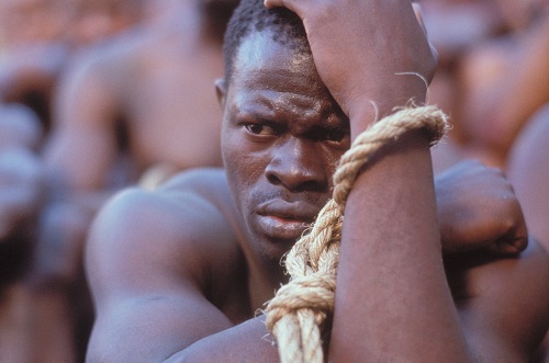 "Screenshot of an African slave from the film"