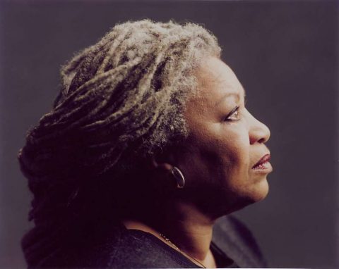 "Sideway photo of Toni Morrison"