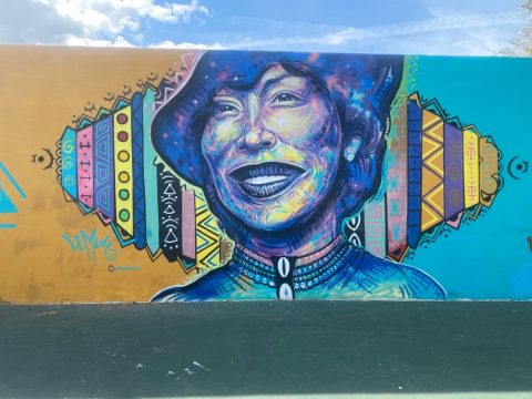 Zora Neale Hurston mural wall in Eatonville, Florida