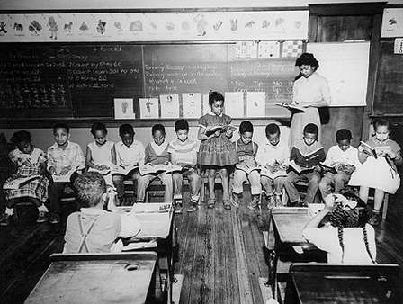 "Black and white image of a school"