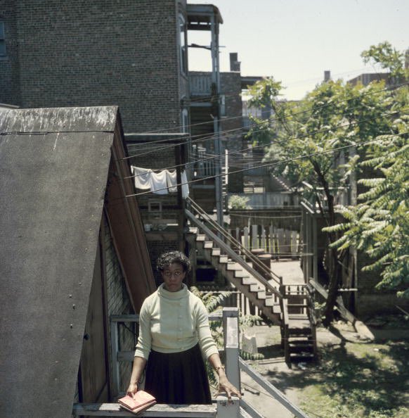 "Gwendolyn Brooks on a balcony"