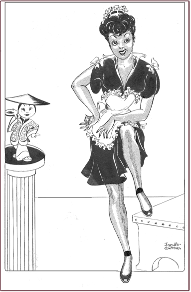 "Cartoon of a maid woman"