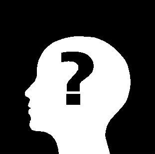 "A white head with a black question mark in a black background"