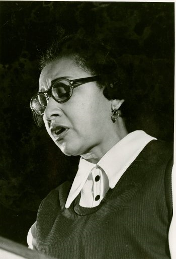 "Naomi Long Madgett reads from the lectern during the Phillis Wheatley Festival at Jackson State University in 1973."