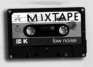 "A black and white image of a mixtape"