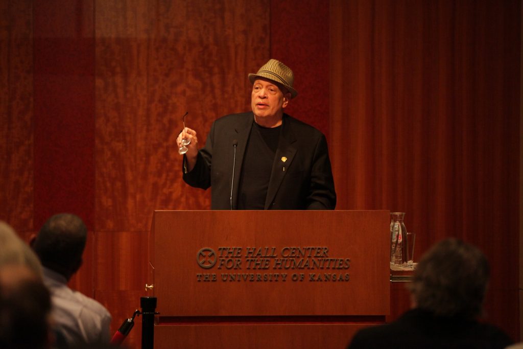 Walter Mosley speaking at the Hall Center