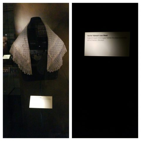 "Silk lace and linen shawl that was given to Harriet Tubman by Queen Victoria."