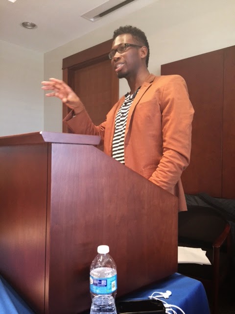 "Research Fellow and KU English Ph.D. candidate Kenton Rambsy presented on notable outcomes of his dissertation research in his interdisciplinary graduate research workshop"