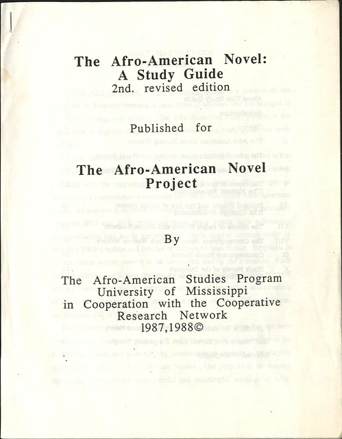 A photocopy of the Afro-American Novel: A Study Guide